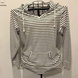 Made for Life Women's Striped Hoodie - Black and White